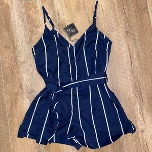 Zaful Blue Stripe Romper